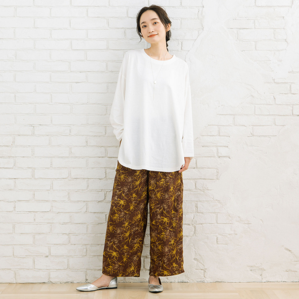 21号(6L~) フラワージャカードワイドパンツ26