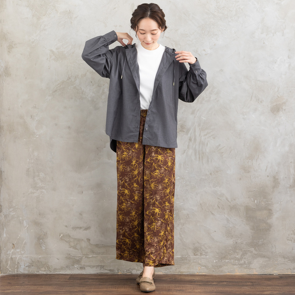 21号(6L~) フラワージャカードワイドパンツ5