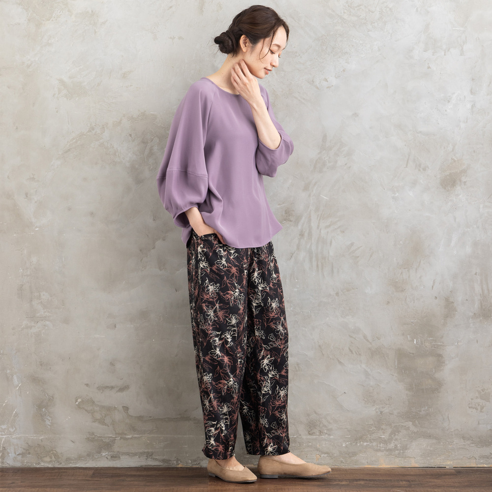 21号(6L~) フラワージャカードワイドパンツ6