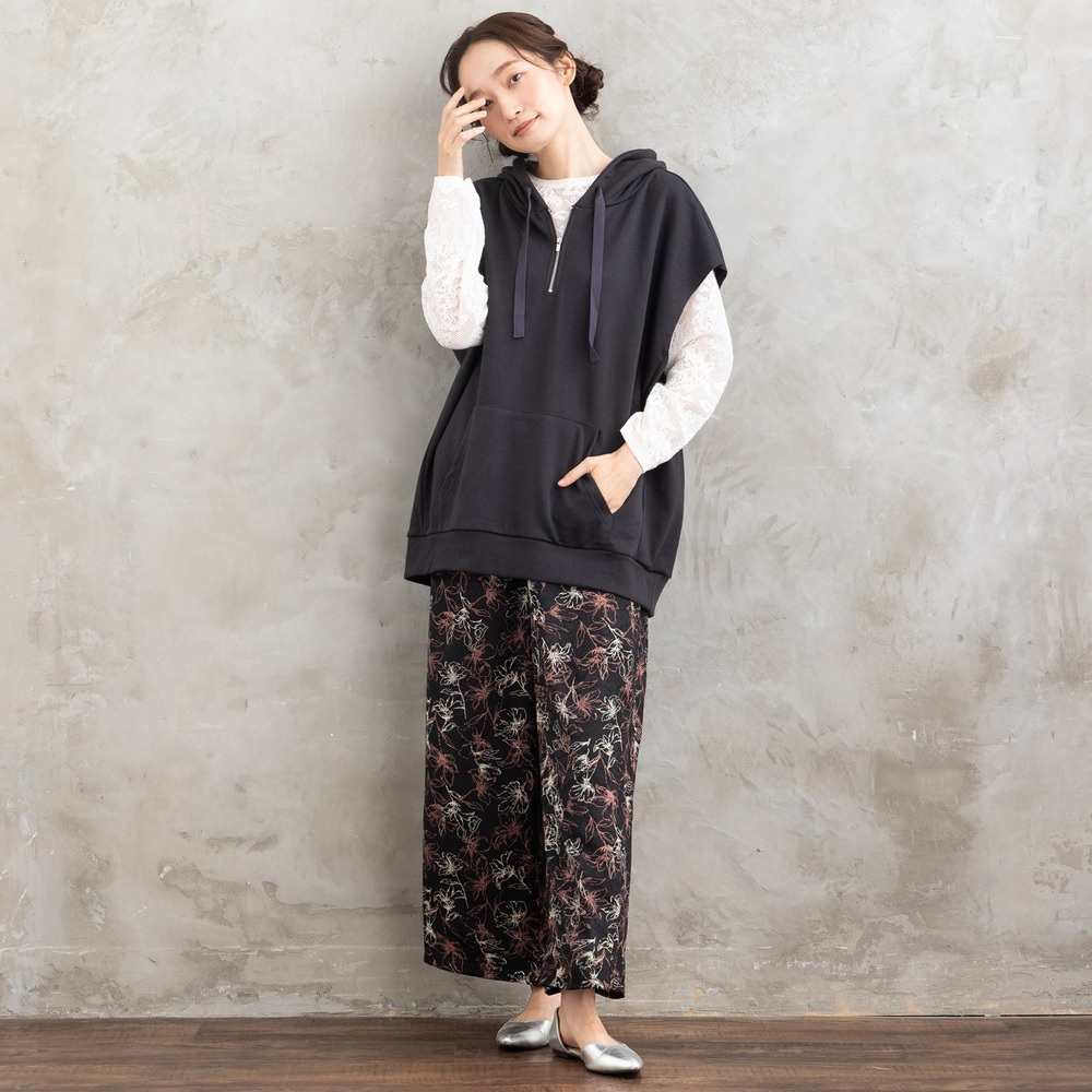 21号(6L~) フラワージャカードワイドパンツ7