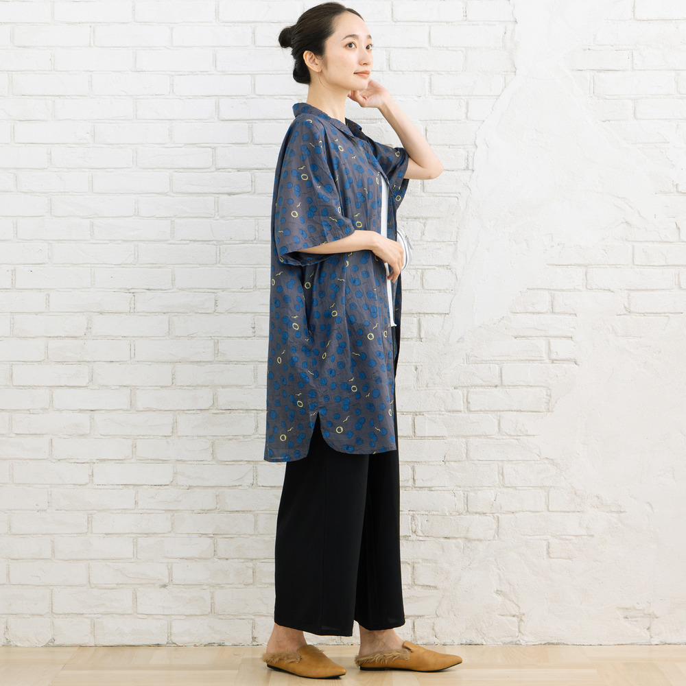 21号(6L~) カモメ×水彩ドットプリントチュニック4