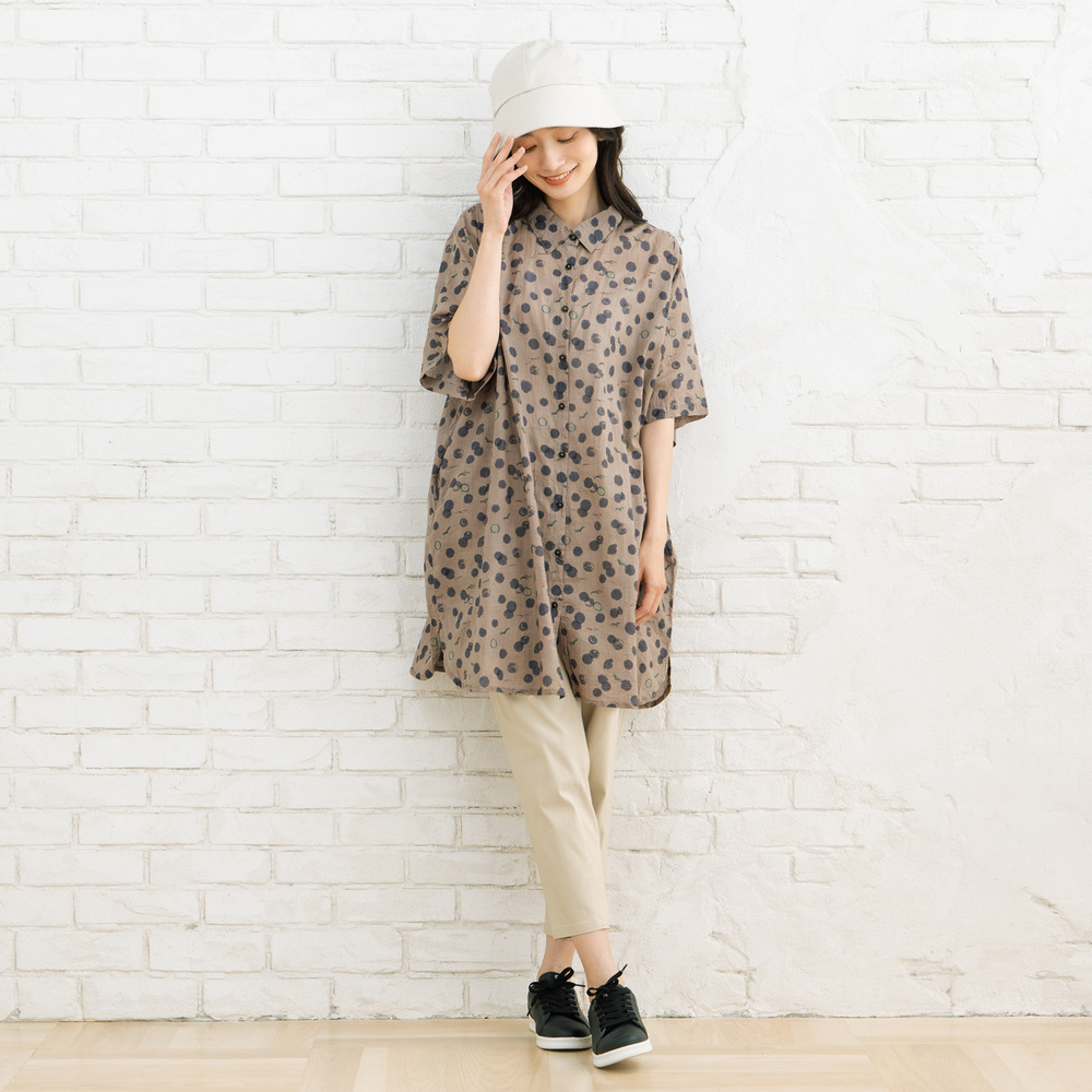 21号(6L~) カモメ×水彩ドットプリントチュニック7