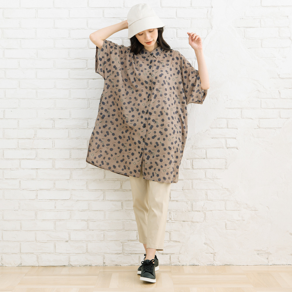 21号(6L~) カモメ×水彩ドットプリントチュニック8