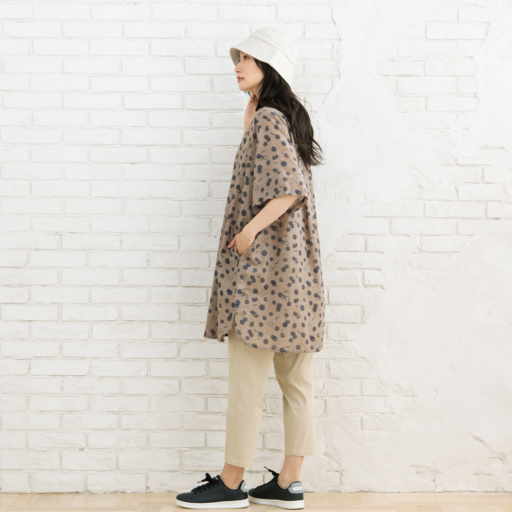 21号(6L~) カモメ×水彩ドットプリントチュニック9