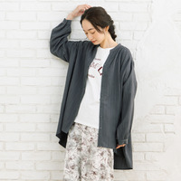 21号(6L～) 楊柳ジャカードシャツチュニック