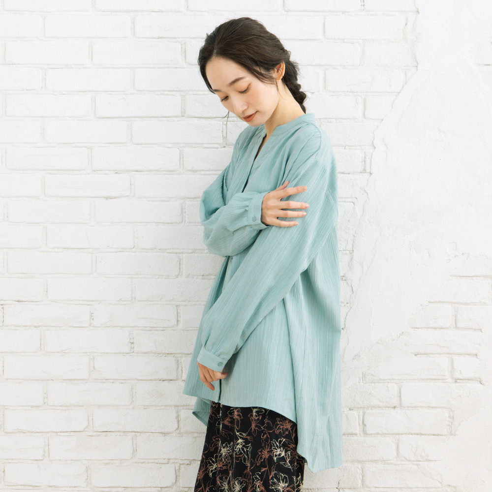 21号(6L~) 楊柳ジャカードシャツチュニック8