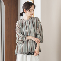 ドットストライププリントブラウス