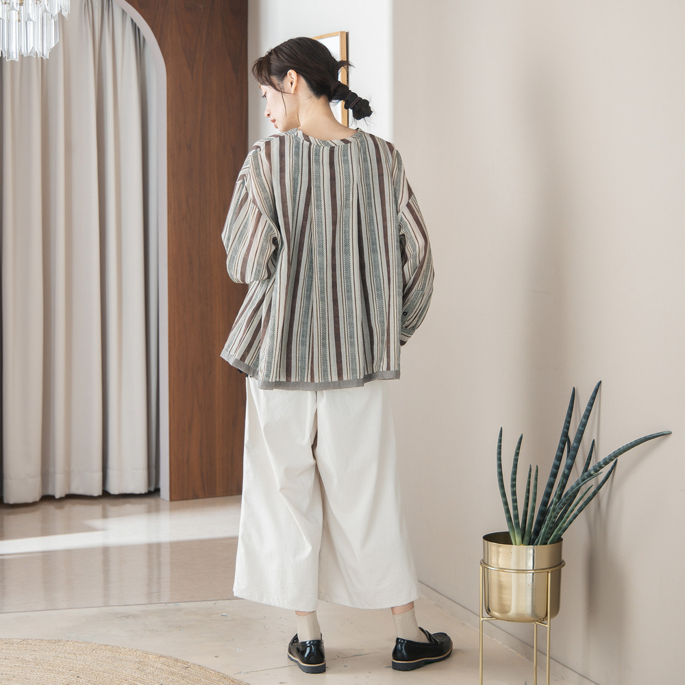 ドットストライププリントブラウス6