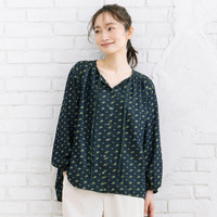 フラワージャカードデニムブラウス