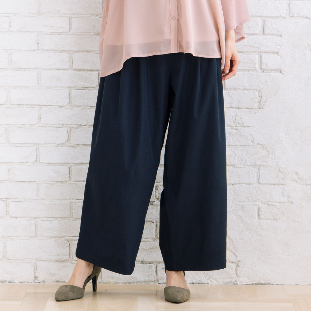 【sabstreet bis】【web限定】 ストレッチタックワイドパンツ