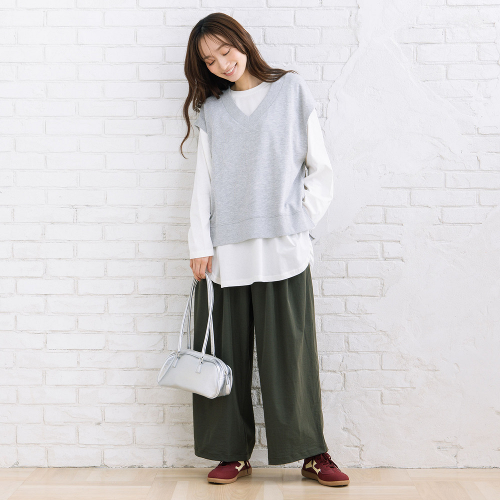 【sabstreet bis】【web限定】 ストレッチタックワイドパンツ3