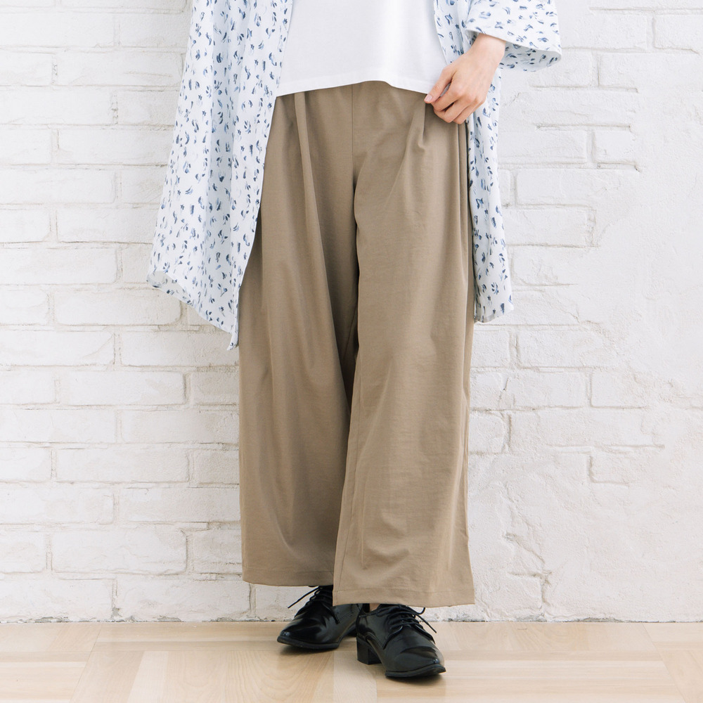 【sabstreet bis】【web限定】 ストレッチタックワイドパンツ1