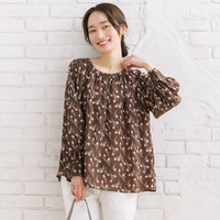 21号(6L～) パウダーサテンチューリッププリントブラウス