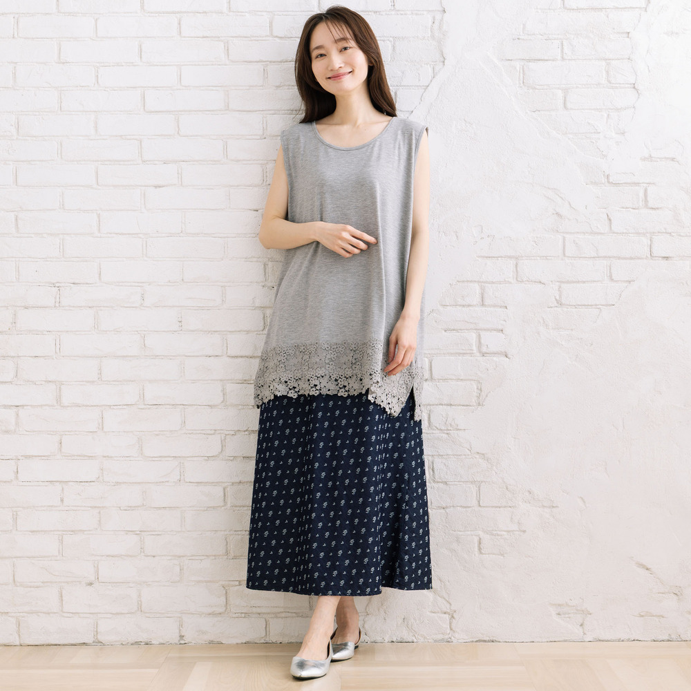 21号(6L~) 【抗菌・防臭】裾レースタンクトップ10