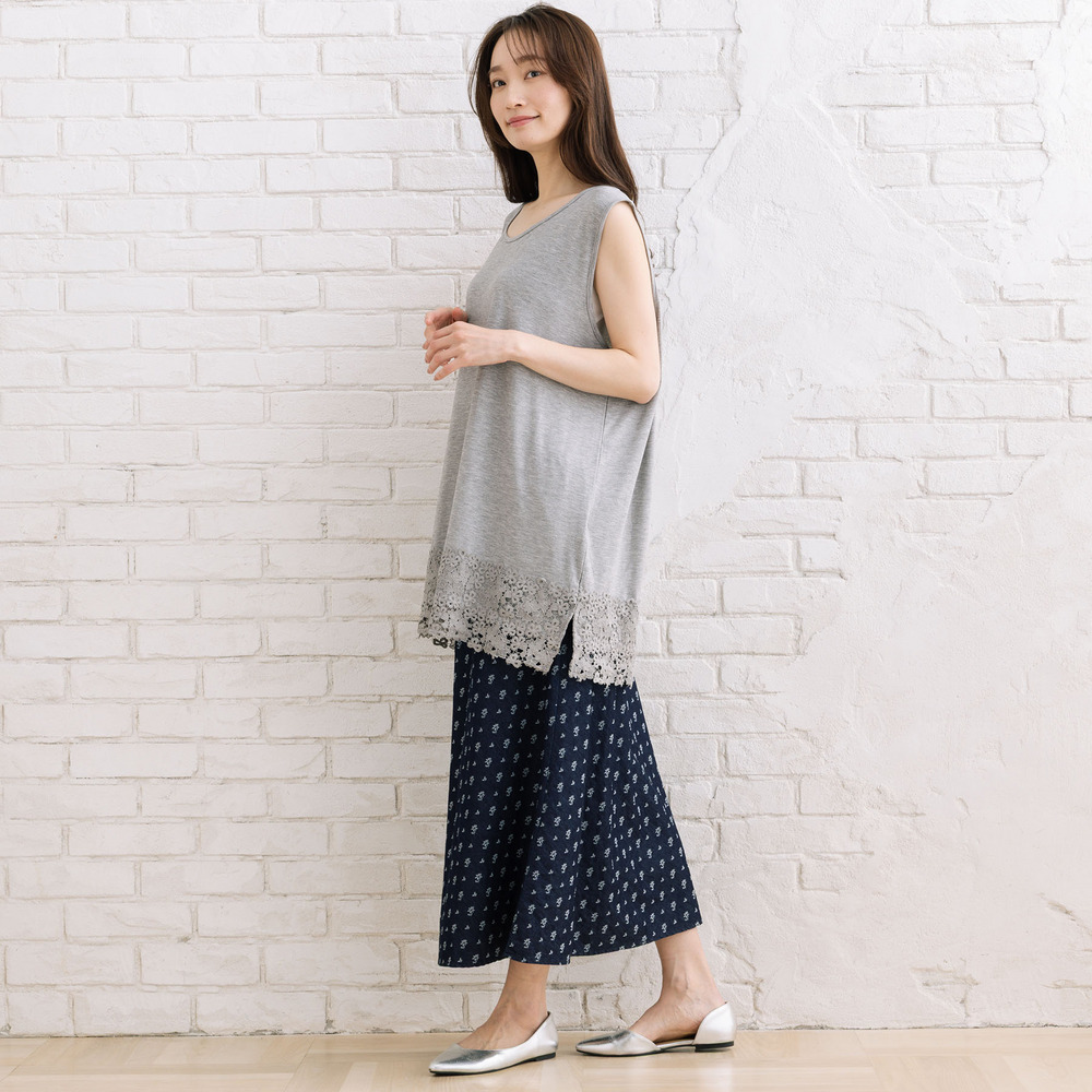 21号(6L~) 【抗菌・防臭】裾レースタンクトップ11