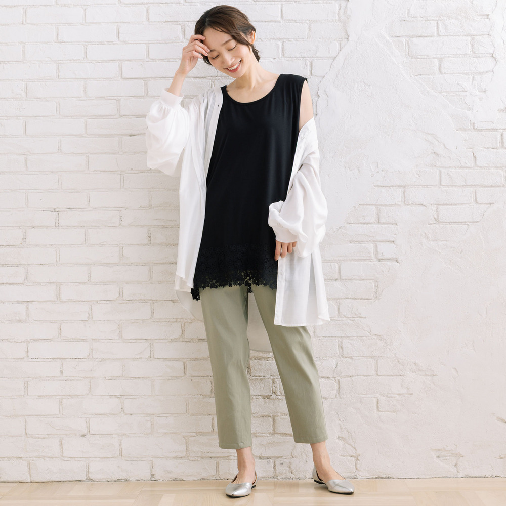 21号(6L~) 【抗菌・防臭】裾レースタンクトップ12