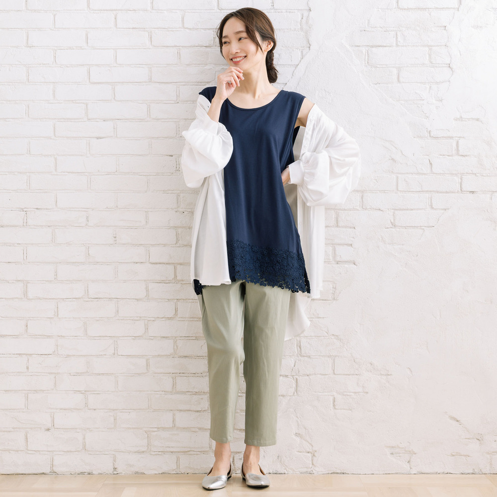 21号(6L~) 【抗菌・防臭】裾レースタンクトップ15