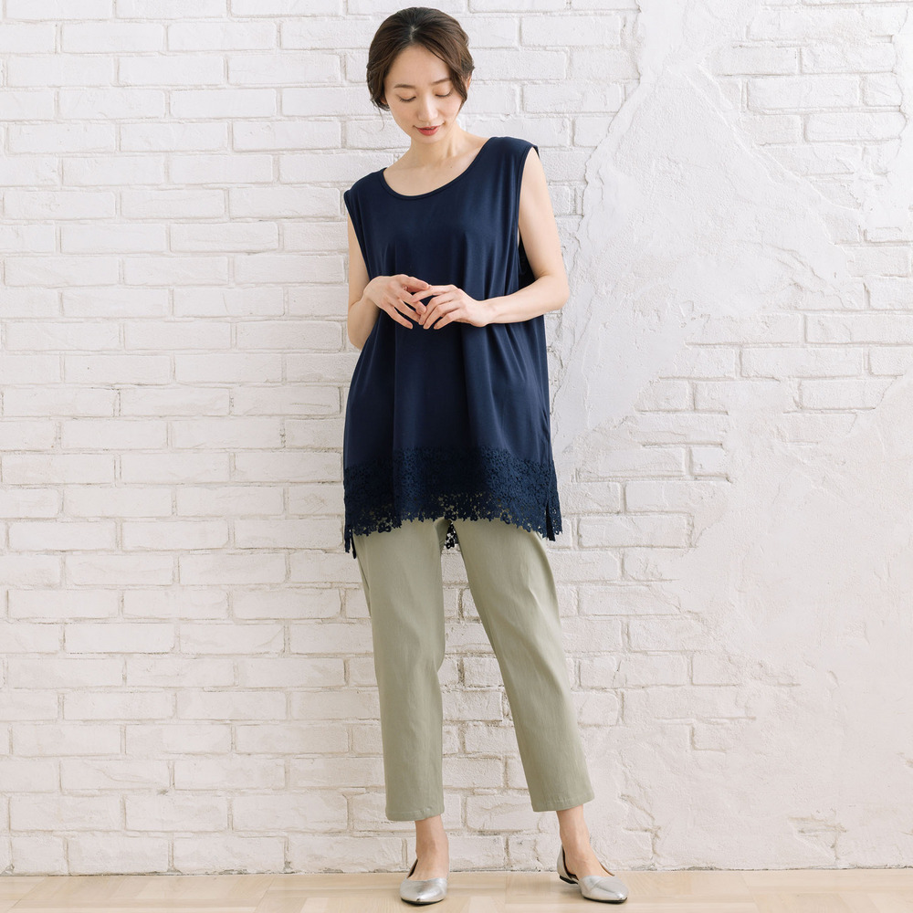 21号(6L~) 【抗菌・防臭】裾レースタンクトップ16