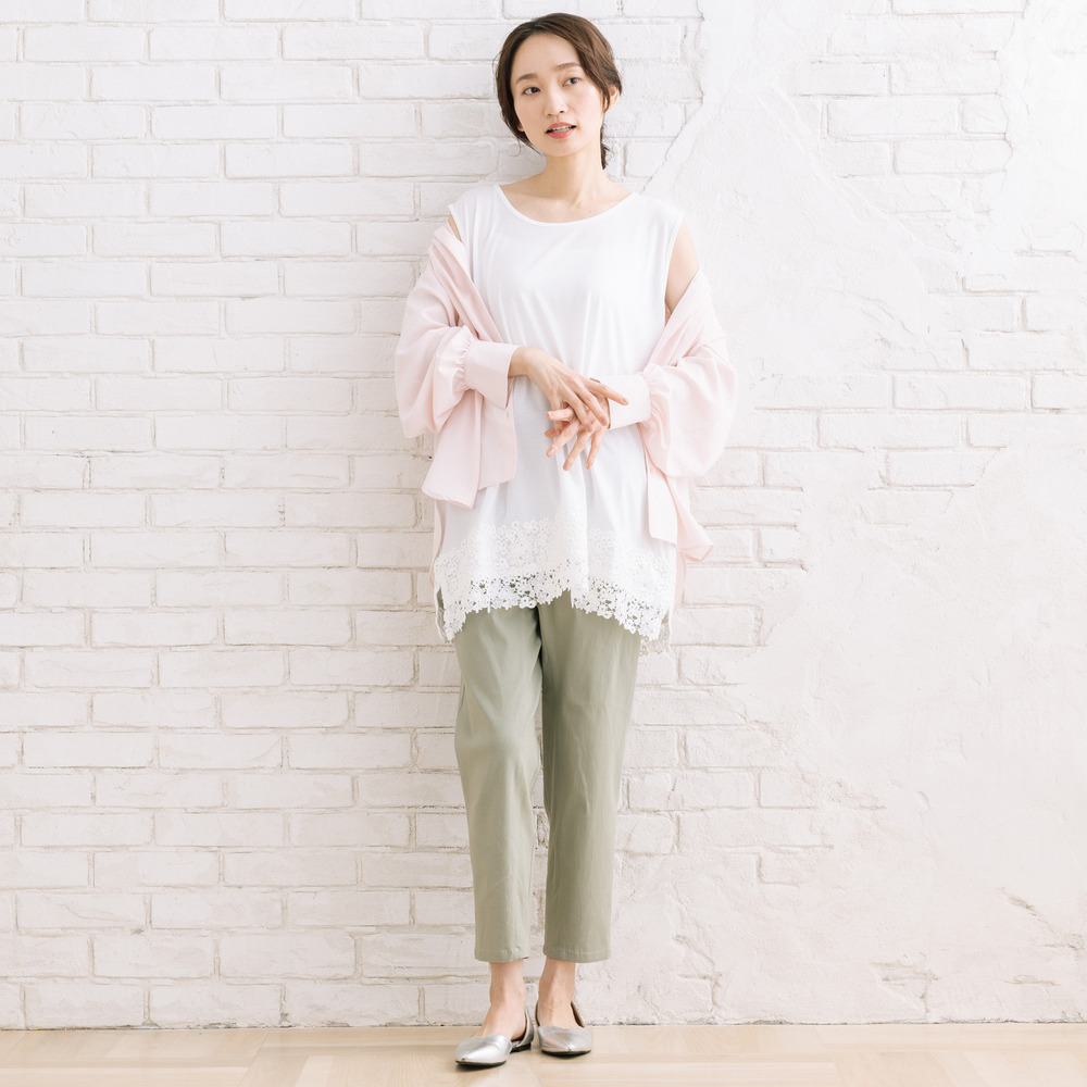 21号(6L~) 【抗菌・防臭】裾レースタンクトップ3