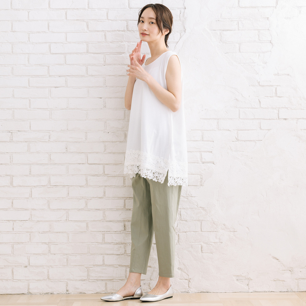 21号(6L~) 【抗菌・防臭】裾レースタンクトップ4