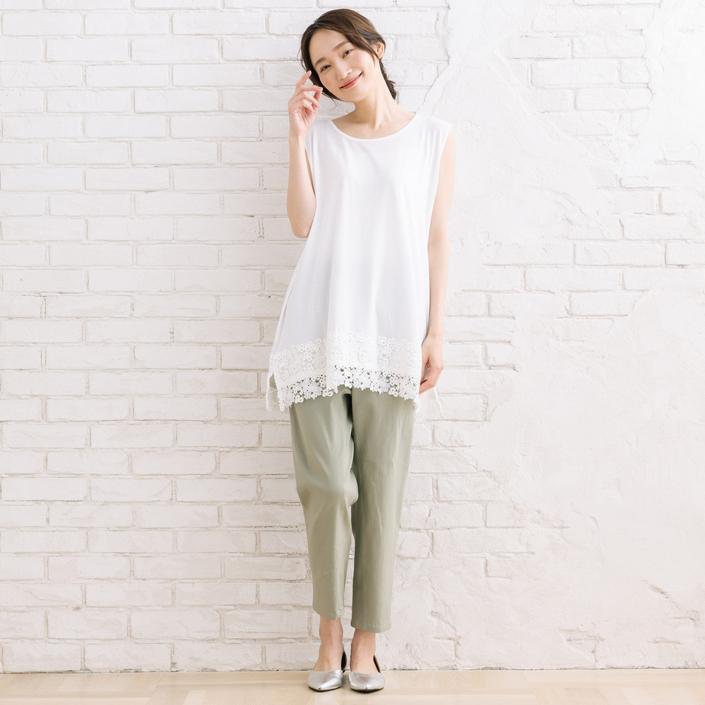 21号(6L~) 【抗菌・防臭】裾レースタンクトップ5