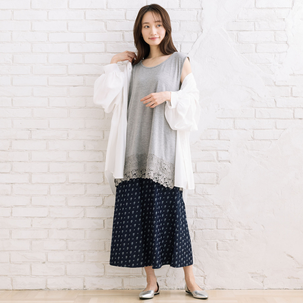 21号(6L~) 【抗菌・防臭】裾レースタンクトップ9