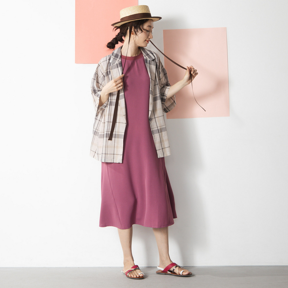 21号(6L~) コットンリネンドビーチェックジャケット【予約販売限定】3