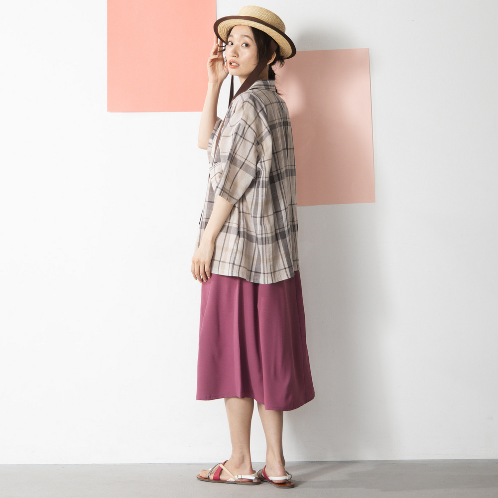 21号(6L~) コットンリネンドビーチェックジャケット【予約販売限定】4