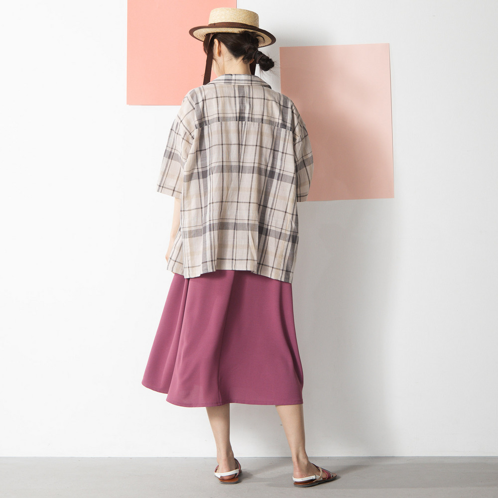 21号(6L~) コットンリネンドビーチェックジャケット【予約販売限定】5