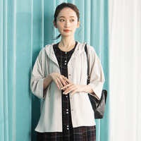 【COOL・UV・防シワ】スムースジョーゼットフーディブルゾン