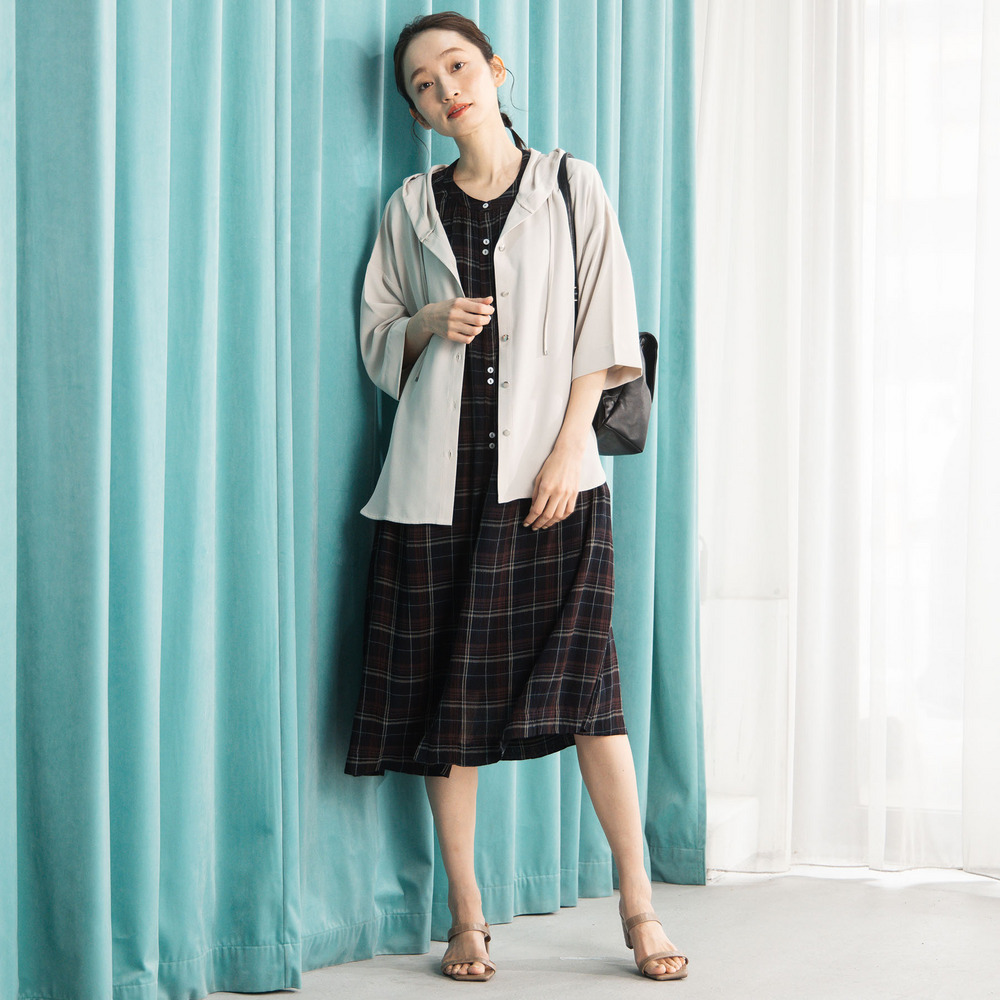 【COOL・UV・防シワ】スムースジョーゼットフーディブルゾン1