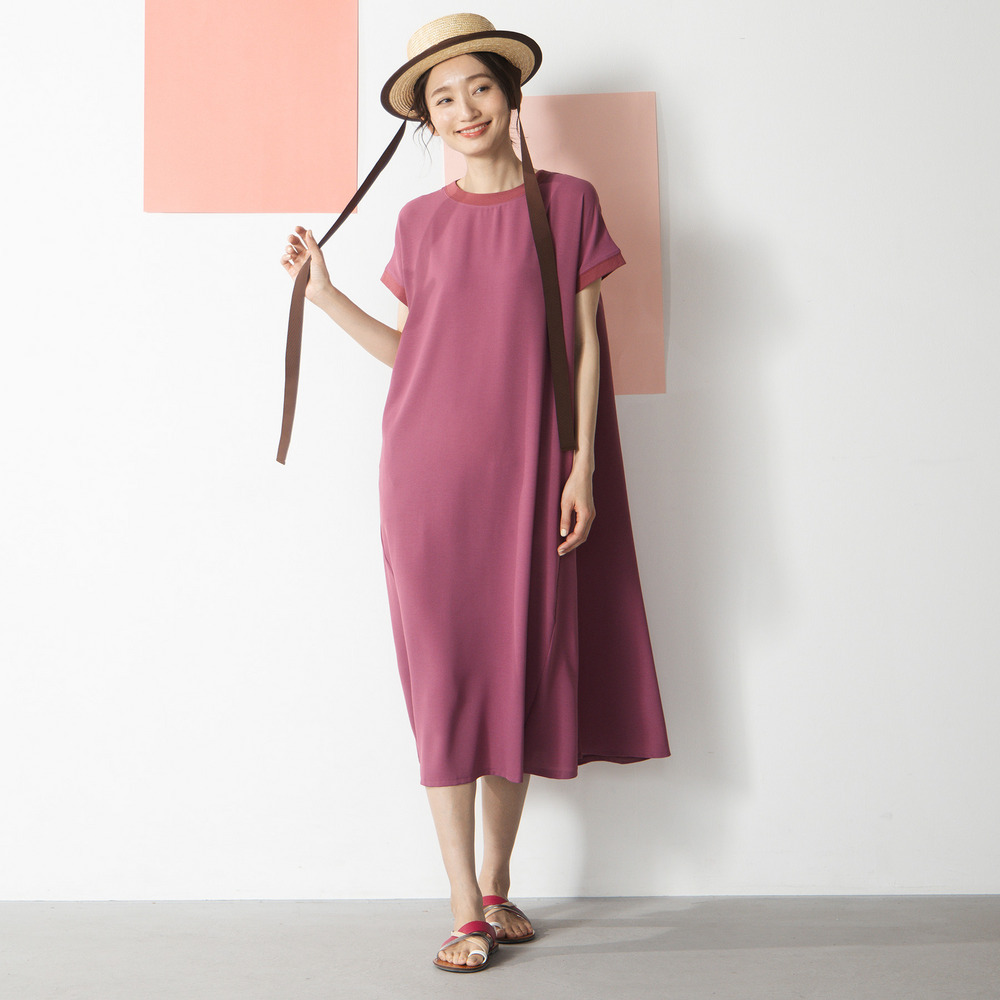 【COOL・UV・防シワ】スムースジョーゼットリブワンピース2