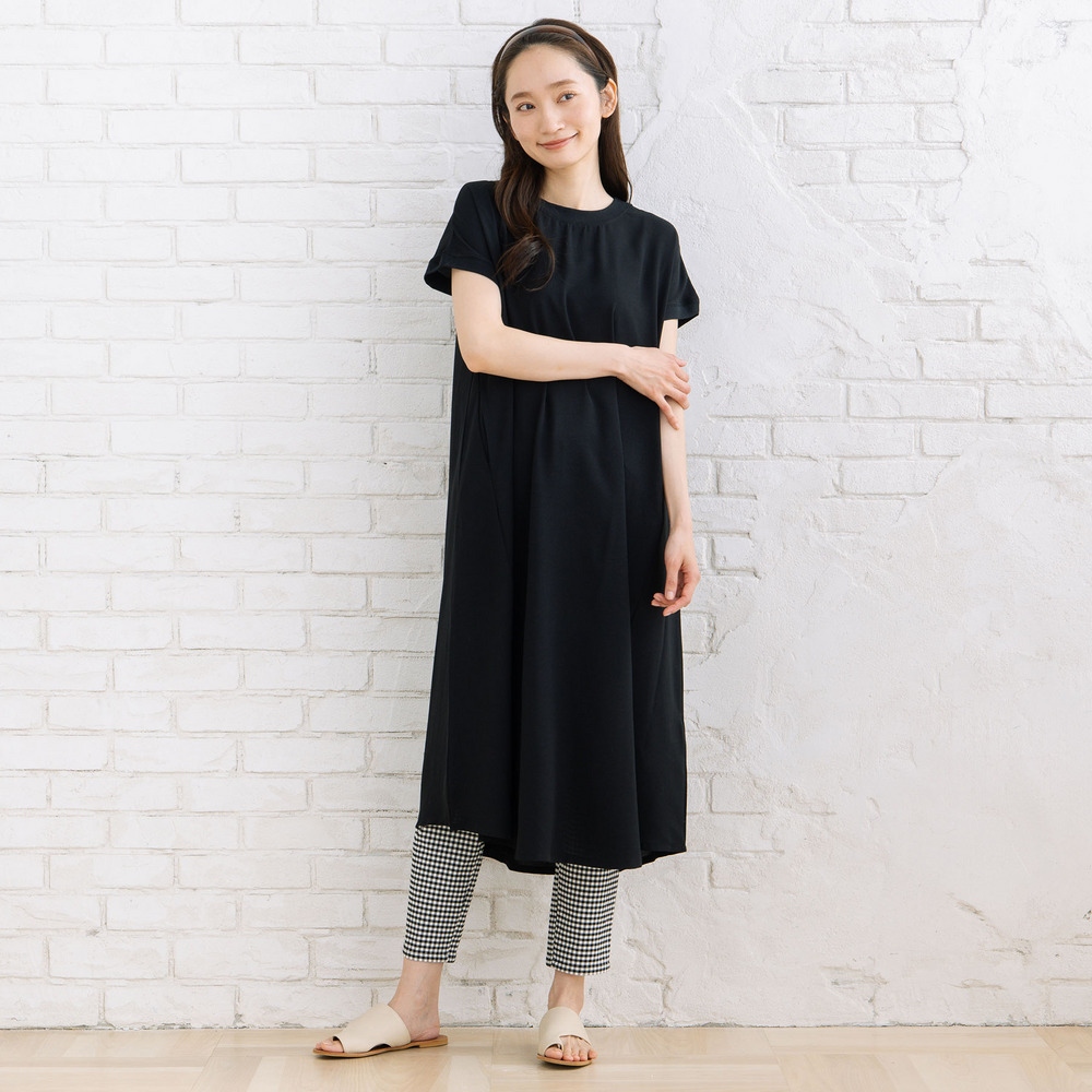 【COOL・UV・防シワ】スムースジョーゼットリブワンピース1