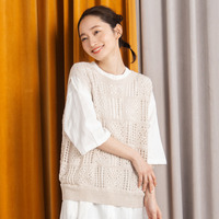 〈MADE IN JAPAN〉【抗菌防臭・吸水速乾・アンチピリング】ホールガーメントブロックレース柄ニットベスト