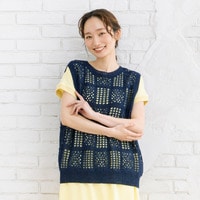 〈MADE IN JAPAN〉【抗菌防臭・吸水速乾・アンチピリング】ホールガーメントブロックレース柄ニットベスト