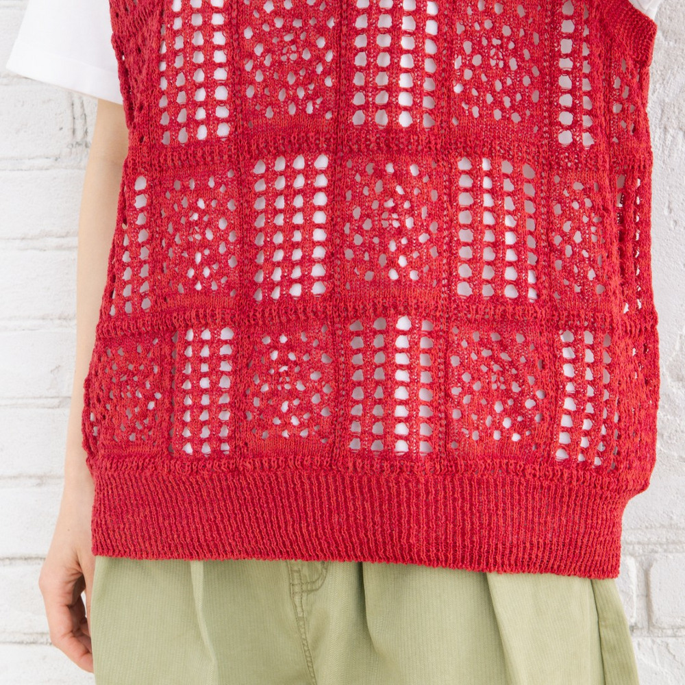 21号(6L~) 〈MADE IN JAPAN〉【抗菌防臭】ホールガーメントブロックレース柄ニットベスト16