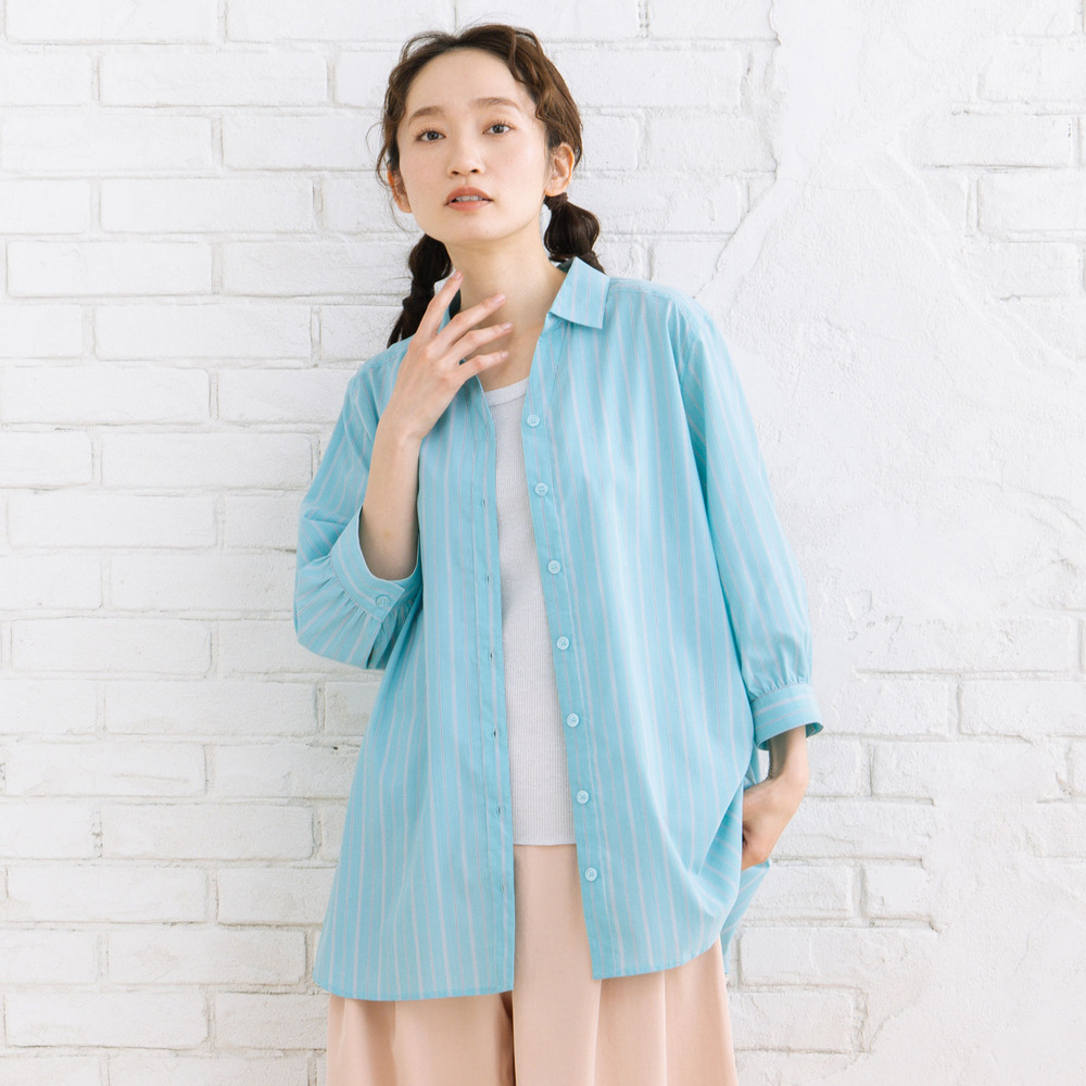 【sabstreet bis】【web限定】 【接触冷感】6分丈キーネックシャツ