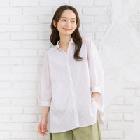 【sabstreet bis】【web限定】 【接触冷感】6分丈キーネックシャツ