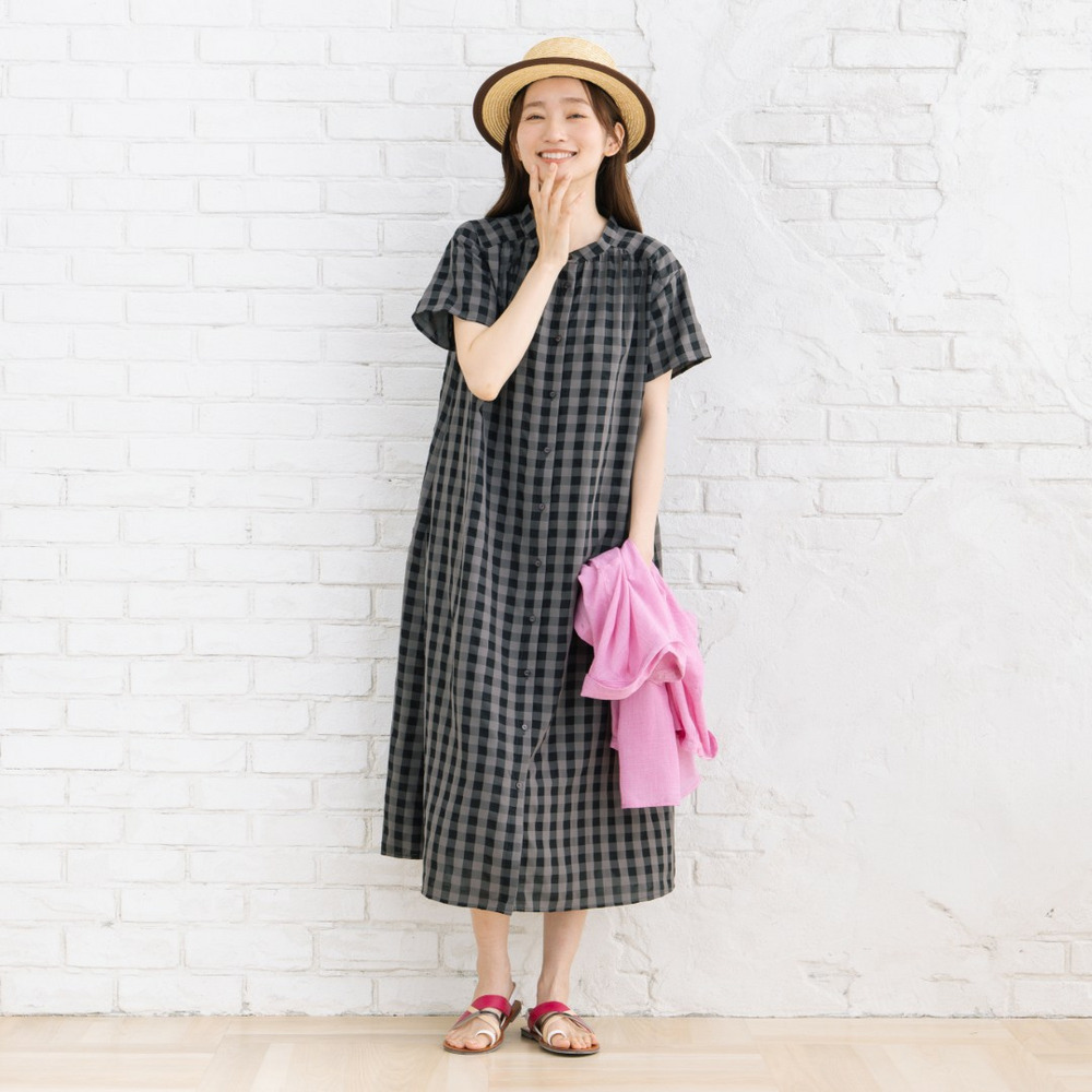 ヴィンテージギンガムジョーゼットワンピース