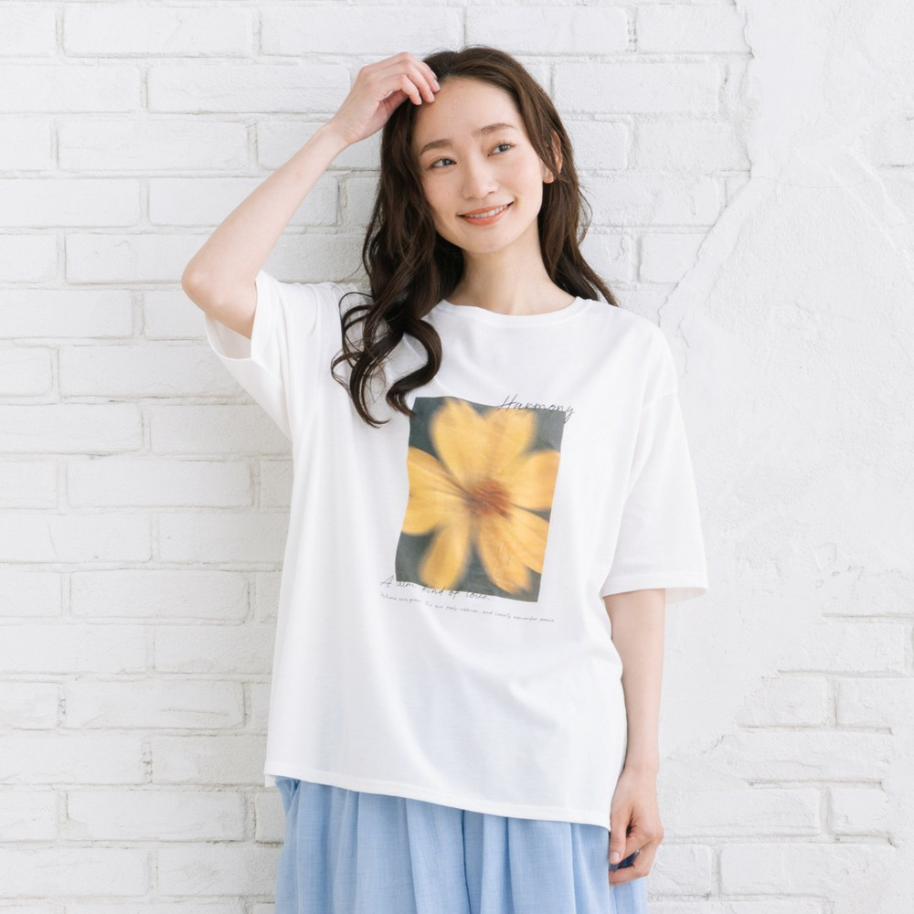 【sabstreet bis】【web限定】 【接触冷感・UV】フラワーフォトプリントTシャツ