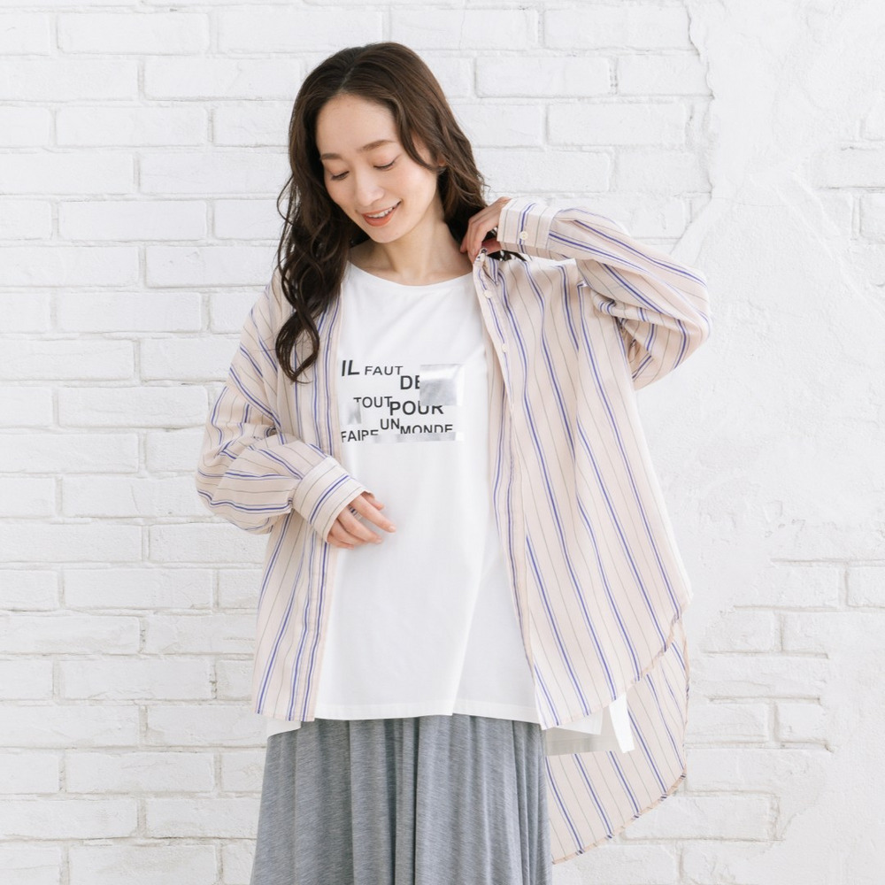 【sabstreet bis】【web限定】 シアーストライプシャツ