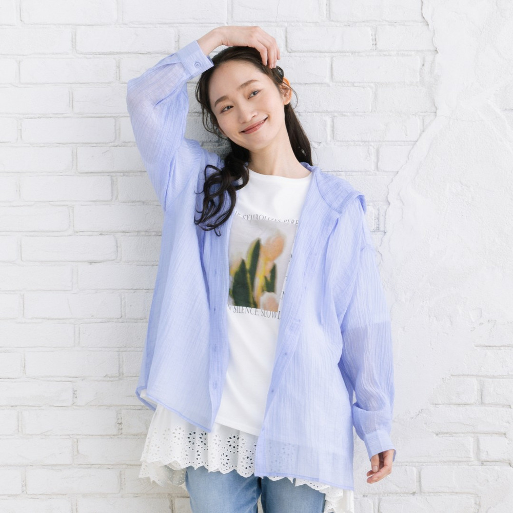 【sabstreet bis】【web限定】 シアーフーディシャツ