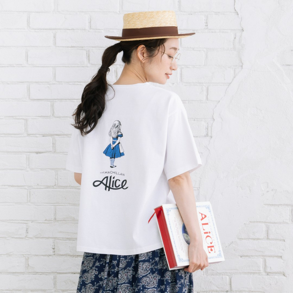 [Rogique]THE MACMILLAN Alice アリスバックプリントスペード刺繍Tシャツ