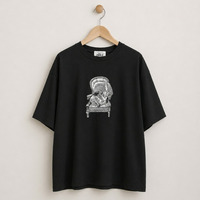 21号(6L～) [Rogique]THE MACMILLAN Alice モノクロアリスプリントスペードトランプ刺繍Tシャツ