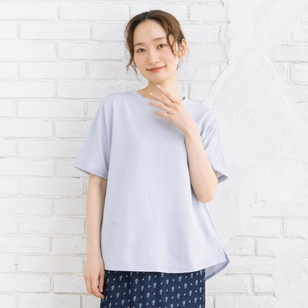 21号(6L～) 〈MADE IN JAPAN〉【LYCRA・COOLMAX・吸汗・速乾】シアサッカーカットソー【予約販売限定】