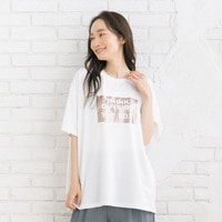 【sabstreet bis】【web限定】 布帛コンビ箔プリントカットソー