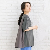 【sabstreet bis】【web限定】 布帛コンビ箔プリントカットソー