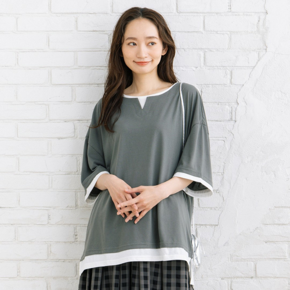 【sabstreet bis】【web限定】 【接触冷感】フェイクレイヤードカットソー