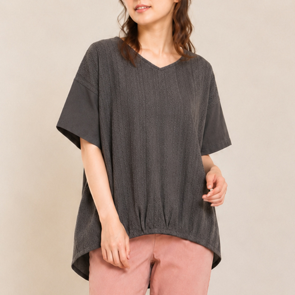 【sabstreet bis】【web限定】【接触冷感】 レース切替裾タックカットソー