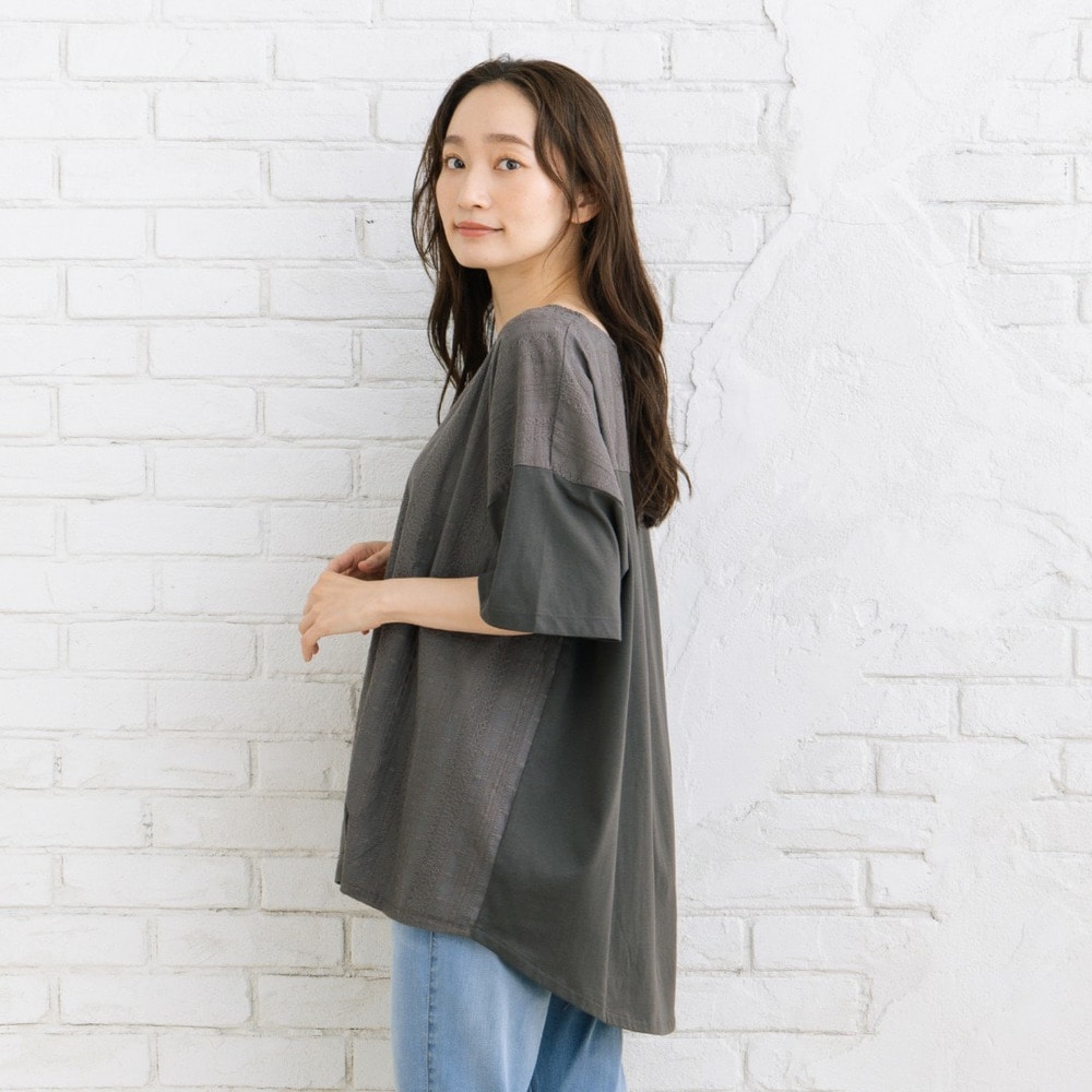 【sabstreet bis】【web限定】【接触冷感】レース切替裾タックカットソー10